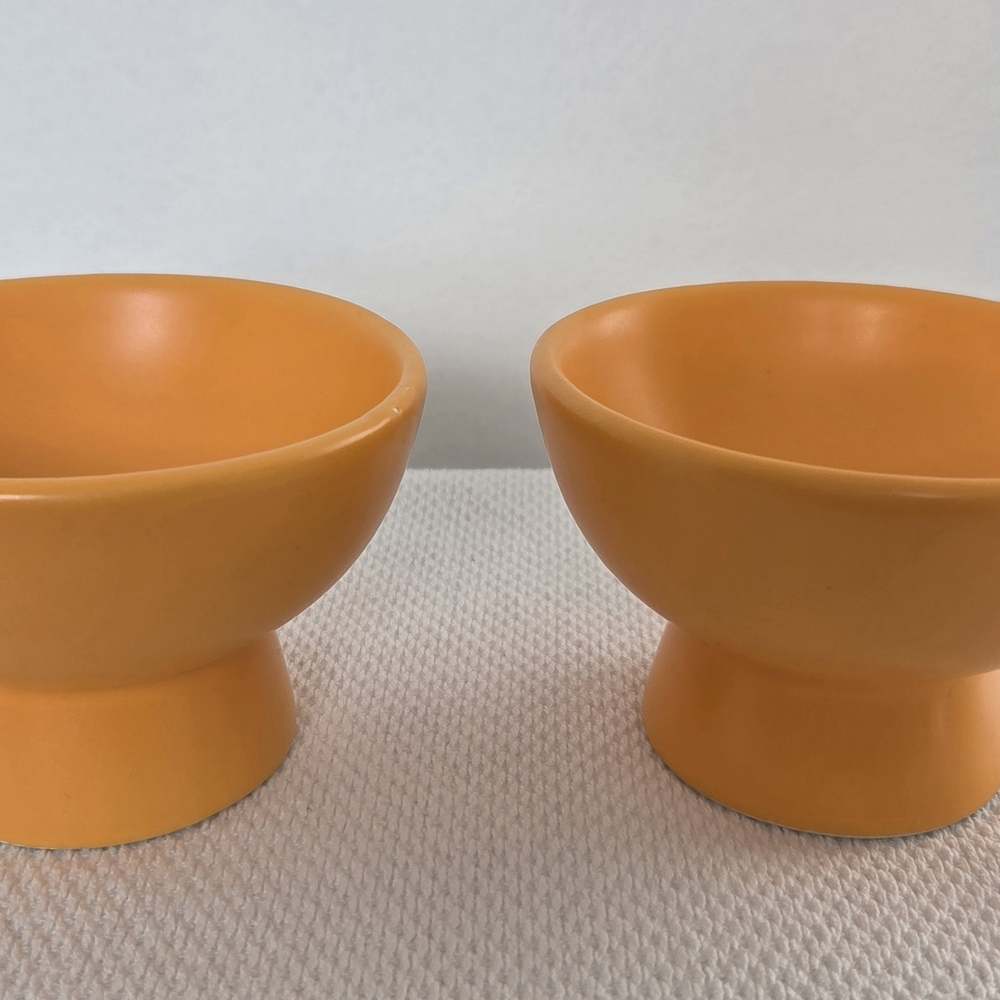 Set of 2 Orange Pedestal Bowls